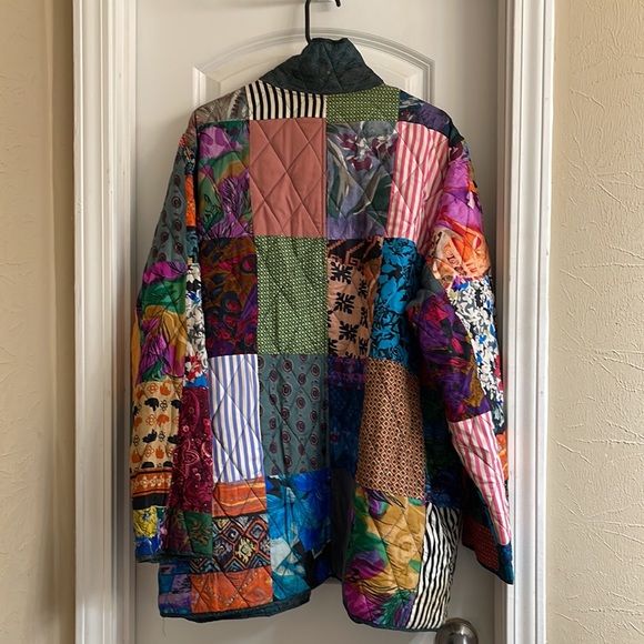 ❌SOLD❌New Patchwork silk reversible women's jacket coat size 2XL - Picture 4 of 17